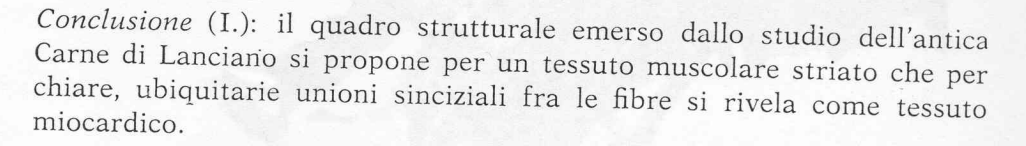 Scan of the tissue-identification section from Linoli's 1971 Lanciano paper.